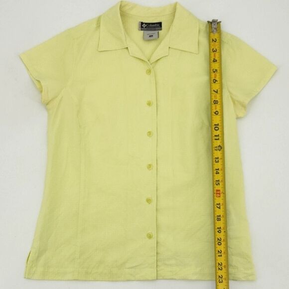 Columbia Sportswear XCO Shirt Women Small Yellow Gingham Plaid Collar Button Up - Picture 5 of 7